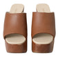 Dolce & Gabbana Brown Leather Wood Mules Wedge Slides Shoes