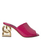 Dolce & Gabbana Fuchsia DG Logo Heels Slides Sandals Shoes