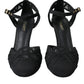 Dolce & Gabbana Black Mesh Ankle Strap Heels Sandals Shoes