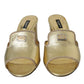 Dolce & Gabbana Gold Leather Slides Heels Sandals Shoes