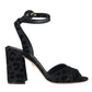 Dolce & Gabbana Black Leopard Suede Heels Sandals Shoes