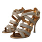 Dolce & Gabbana Bronze Crystal Strap Heels Sandals Shoes