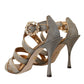 Dolce & Gabbana Bronze Crystal Strap Heels Sandals Shoes