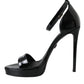 Dolce & Gabbana Black KEIRA Leather Heels Sandals Shoes