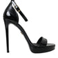 Dolce & Gabbana Black KEIRA Leather Heels Sandals Shoes