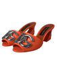 Dolce & Gabbana Orange DG Logo Slides Heels Sandals Shoes