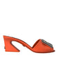 Dolce & Gabbana Orange DG Logo Slides Heels Sandals Shoes