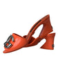 Dolce & Gabbana Orange DG Logo Slides Heels Sandals Shoes