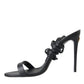 Dolce & Gabbana Black Suede Strap Sandals Stilettos Shoes