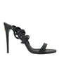 Dolce & Gabbana Black Suede Strap Sandals Stilettos Shoes