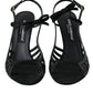 Dolce & Gabbana Black Sandals Stilettos Suede Strap Shoes