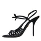 Dolce & Gabbana Black Sandals Stilettos Suede Strap Shoes