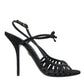 Dolce & Gabbana Black Sandals Stilettos Suede Strap Shoes