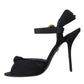 Dolce & Gabbana Black Suede Crystals Keira Sandals Shoes