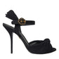 Dolce & Gabbana Black Suede Crystals Keira Sandals Shoes