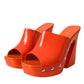 Dolce & Gabbana Orange Leather Mules Sandals Heels Shoes