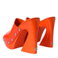 Dolce & Gabbana Orange Leather Mules Sandals Heels Shoes