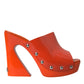 Dolce & Gabbana Orange Leather Mules Sandals Heels Shoes