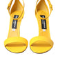 Dolce & Gabbana Yellow Leather DG Heels Sandals Shoes