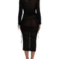 Dolce & Gabbana Black Sheer Bodycon Sheath Midi Dress