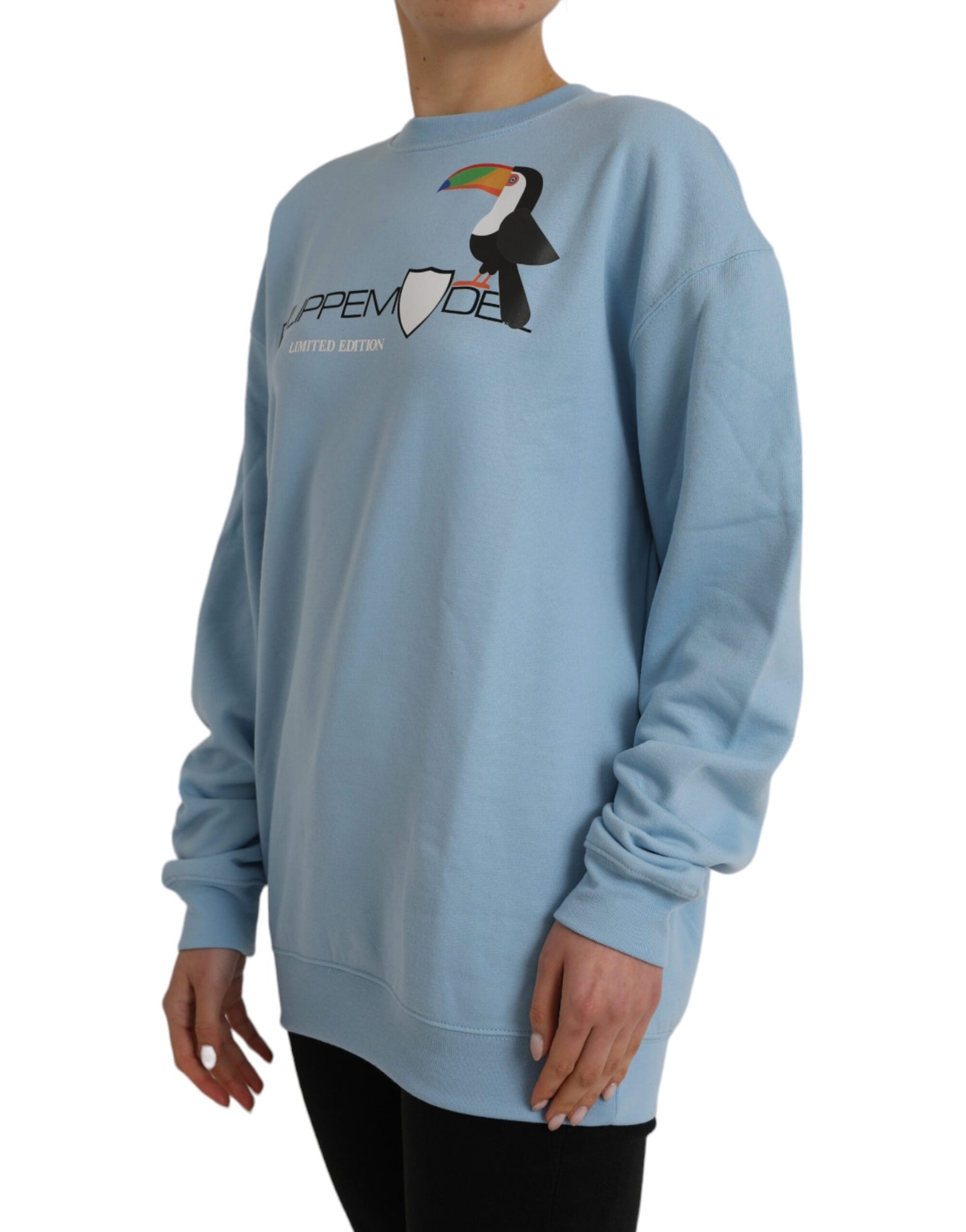 Philippe Model Light Blue Cotton Logo Long Sleeves Pullover Sweater