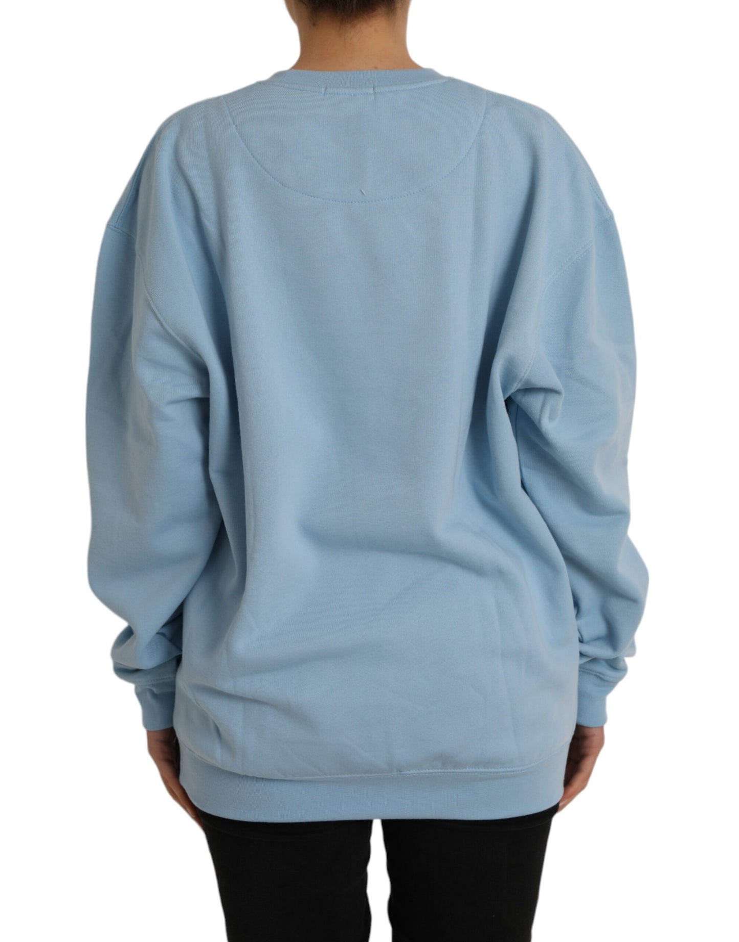 Philippe Model Light Blue Cotton Logo Long Sleeves Pullover Sweater