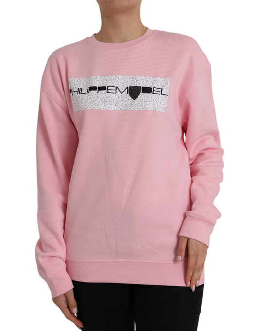 Philippe Model Pink Cotton Logo Print Long Sleeves Pullover Sweater