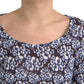 Just Cavalli Blue Floral Lace Long Sleeves Top Underwear Blouse