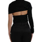 Dolce & Gabbana Black Wool Cutout Asymmetric Long Sleeve Top