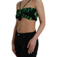 Dolce & Gabbana Black Green Leaf Silk Halter Cropped Top