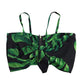 Dolce & Gabbana Black Green Leaf Silk Halter Cropped Top