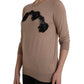 Dolce & Gabbana Brown Wool Black Lace 3/4 Sleeve Blouse Top