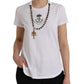 Dolce & Gabbana White Cotton Necklace Short Sleeves T-shirt