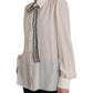 Dolce & Gabbana Off White Long Sleeve Button Down Blouse Top