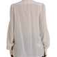 Dolce & Gabbana Off White Long Sleeve Button Down Blouse Top