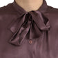 Dolce & Gabbana Brown Ascot Collar Long Sleeve Top Blouse