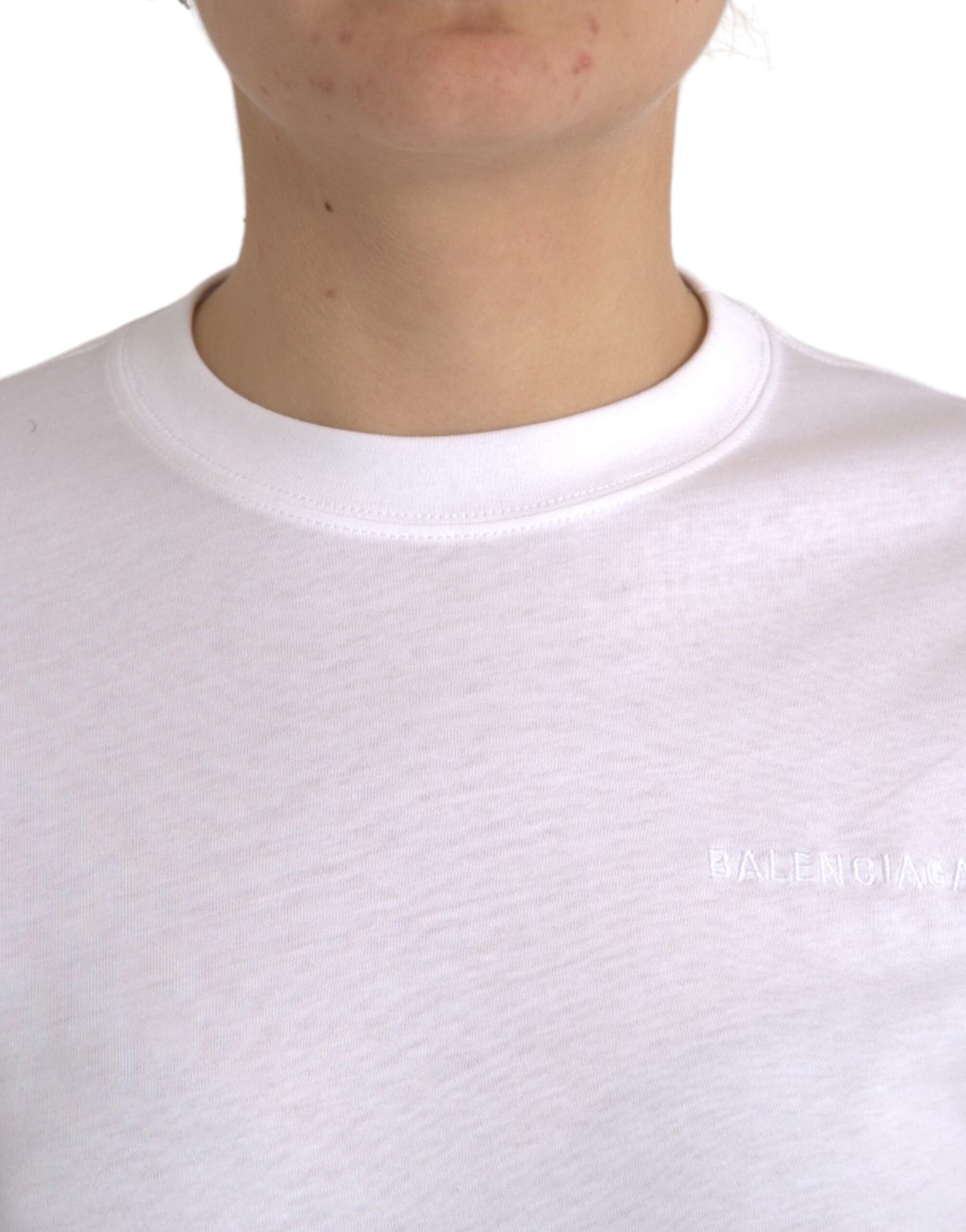 Balenciaga White Cotton Crew Neck Short Sleeves Tee T-shirt