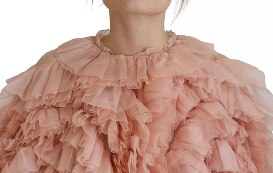 Dolce & Gabbana Pink Ruffles Long Sleeves Pullover Sweater