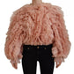 Dolce & Gabbana Pink Ruffles Long Sleeves Pullover Sweater