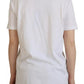 Dolce & Gabbana White Cotton Printed Ascot Collared T-shirt