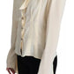 Dolce & Gabbana Beige Silk Crepe Shirt Padded Shoulder Top