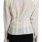 Dolce & Gabbana Beige Silk Crepe Shirt Padded Shoulder Top