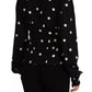 Dolce & Gabbana Black Polka Dots Silk Pussy Bow Long Sleeves Top