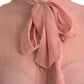 Dolce & Gabbana Pink Long Sleeves Ascot Collar Top Blouse