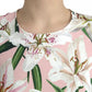 Dolce & Gabbana Pink Floral Viscose Round Neck Blouse Top