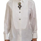 Dolce & Gabbana White Cotton Crystals Shirt Embellished Top