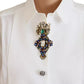 Dolce & Gabbana White Cotton Crystals Shirt Embellished Top