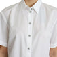 Dolce & Gabbana White Cotton Decorative Button Collared Top