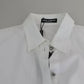 Dolce & Gabbana White Cotton Decorative Button Collared Top