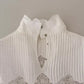 Dolce & Gabbana White Cotton Lace Trim Turtle Neck Blouse Top